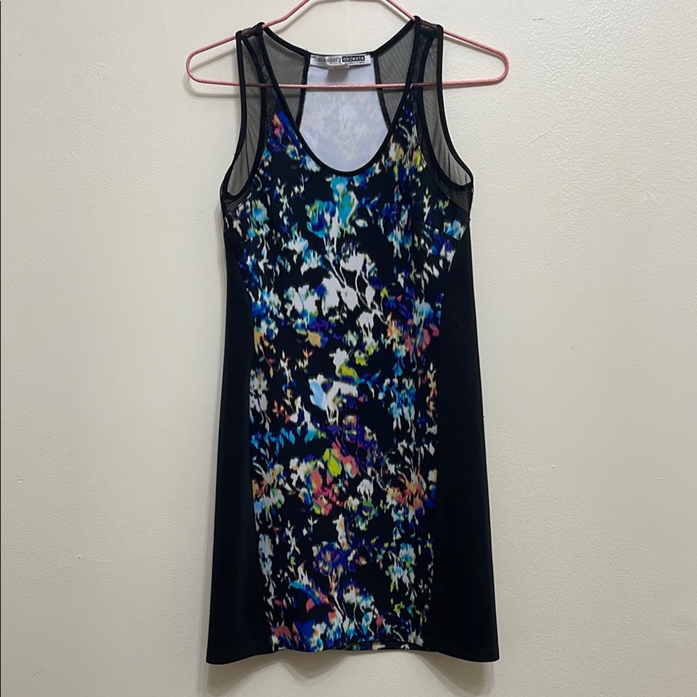 BCBGMaxAzria Black and Multicolor Floral Mini Dress